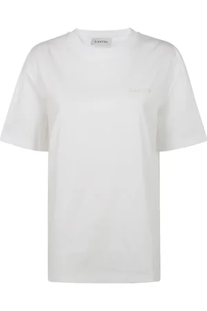 Lanvin Tops, Heren, Wit, S, Logo T-shirt in Bouclette-stijl