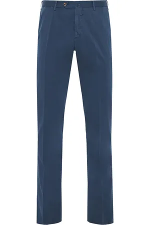 PT Torino Broeken, Heren, Blauw, 2Xl, Katoen, Zijden Katoenen Broek met Zakken