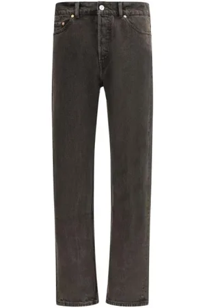 OUR LEGACY Jeans, Heren, Zwart, W31, Katoen, Minimalistische Straight Fit Jeans met Leren Patch