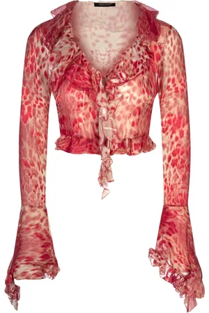 Roberto Cavalli Blouses & Shirts, Dames, Rood, 2Xs, Rode Viscose Zijde Top
