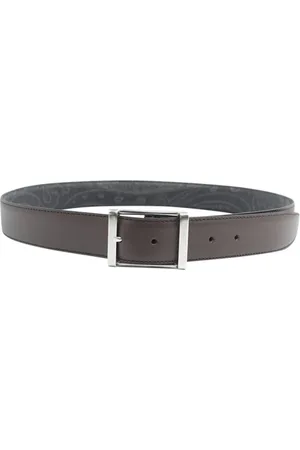 Etro Accessoires, Heren, Zwart, 110 CM, Leer, Zwart Paisley Jacquard Omkeerbare Canvas Riem