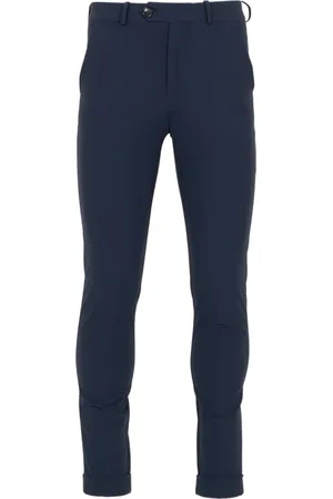 RRD Broeken, Heren, Blauw, S, Leer, Op maat gemaakte broek met monogramriem