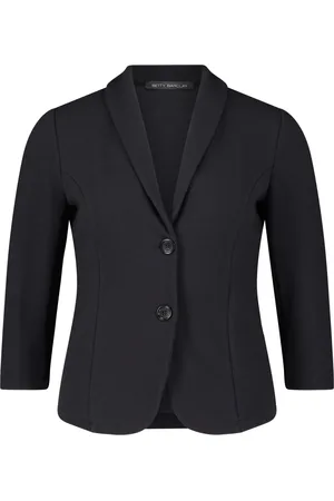 Betty Barclay Jassen, Dames, Zwart, L, Leer, Elegante Kort Blazer met Knopen