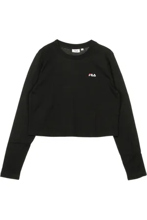 Fila Sweatshirts & Hoodies, Dames, Zwart, S, Zwarte Cropped T-shirt voor Vrouwen