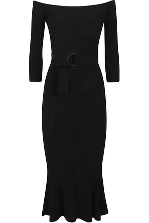 Norma Kamali Kleedjes, Dames, Zwart, S, Elegante Off-Shoulder Fishtail Jurk