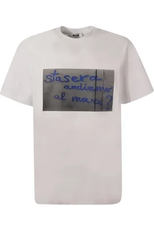 Msgm Tops, Heren, Wit, XS, Katoen, Witte Crew Neck T-shirt met Print