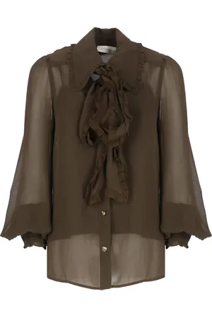 ZIMMERMANN Blouses & Shirts, Dames, Bruin, L, Bruine Viscose Shirt met Kraag