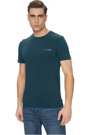Guess Tops, Heren, Groen, L, Katoen, Blauw Katoenen T-shirt - Slim Fit