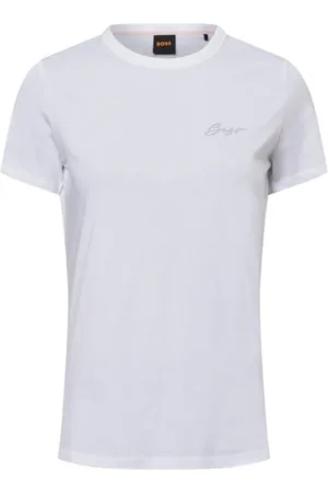 HUGO BOSS Tops, Dames, Wit, XS, Katoen, Elegante Ronde Hals Logo T-Shirt