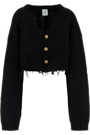 Vetements Truien, Dames, Zwart, M, Zwarte Alpaca Blend Vest Gebreide Kleding