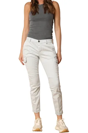 Masons Broeken, Dames, Blauw, L, Katoen, Slim Fit Cargo Broek Lichtblauw