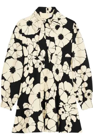 Céline Kleedjes, Dames, Veelkleurig, M, Lavalliere Mini Jurk in Zwart/Crème
