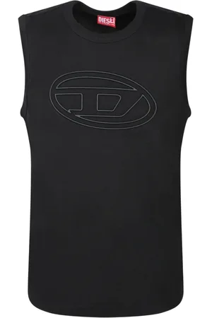 Diesel Tops, Heren, Zwart, S, Katoen, Zwarte Mouwloze Tanktop met Logo