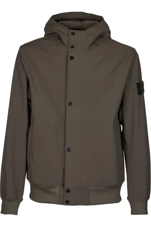 Stone Island Jassen, Heren, Groen, S, Polyester, Groene Technische Drielaagse Jas