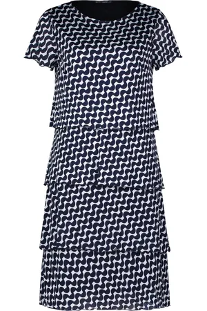 Betty Barclay Kleedjes, Dames, Blauw, 2Xl, Bloemenjurk met boothals en lagen