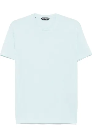 Tom Ford Tops, Heren, Blauw, L, Katoen, Lyocell Katoenen T-shirt