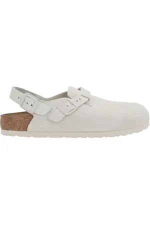 Birkenstock Schoenen, Dames, Wit, 40 EU, Suède, Suede Slingback Sandal met Hak