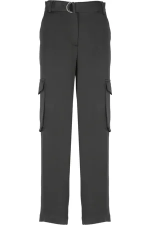 ANTONELLI Broeken, Dames, Zwart, XS, Zwarte viscose blend broek met riem