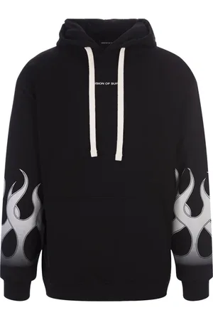 Vision Of Super Sweatshirts & Hoodies, Heren, Zwart, XS, Katoen, Zwarte katoenen trui met iconische vlammen