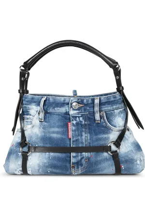 Dsquared2 Tassen, Dames, Blauw, ONE Size, Denim, Denim schoudertas met zwart