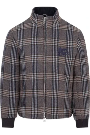 Etro Jassen, Heren, Veelkleurig, M, Wol, Blauw Geruite Jas Aw 23