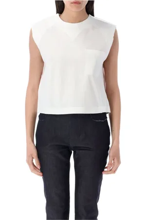 Marni Tops, Dames, Wit, XS, Katoen, Wit Mouwloos Trunkaroo Detail T-shirt