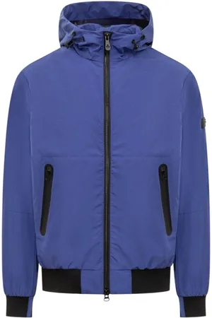 Peuterey Jassen, Heren, Blauw, M, Nylon, Blauwe Nylon Bomberjack met Capuchon