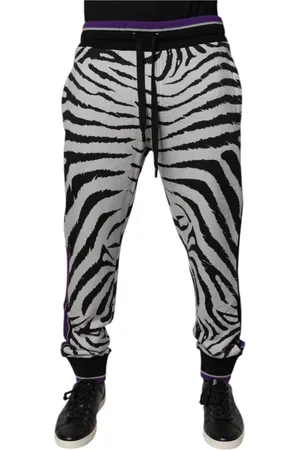 Dolce & Gabbana Broeken, Heren, Veelkleurig, 4Xl, Katoen, Zebra Patroon Katoenen Jogger Trainingsbroeken
