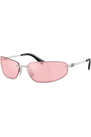 Miu Miu Accessoires, Dames, Roze, ONE Size, Roze Cat-Eye Zonnebril met Metallic Effect