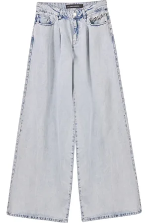 Karl Lagerfeld Jeans, Dames, Blauw, W30, Denim, Wijde Pijp Blauwe Denim Broek