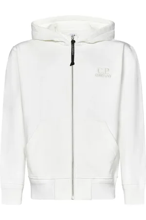 C.P. Company Sweatshirts & Hoodies, Heren, Wit, L, Katoen, Witte Zip-Through Hoodie voor Mannen