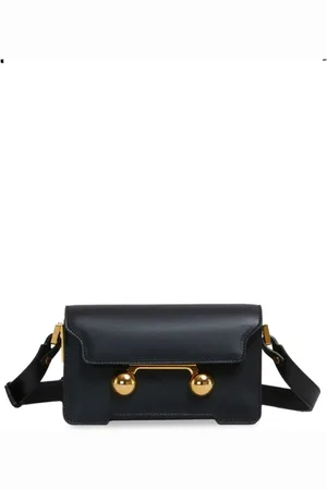 Marni Tassen, Dames, Zwart, ONE Size, Leer, Zwarte Schoudertas Elegant Ontwerp