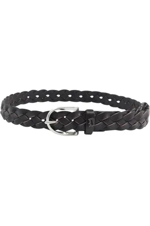 Dondup Accessoires, Heren, Zwart, 85 CM, Gevlochten Leren Riem Zwart Metalen Gesp