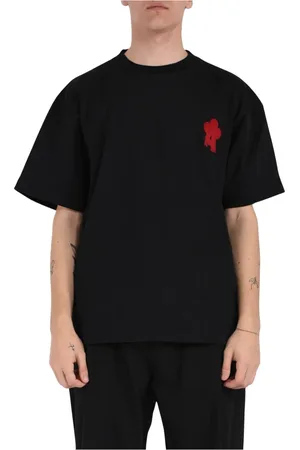 A PAPER KID Tops, Heren, Blauw, L, Katoen, Katoenen T-shirt met Bedrukt Logo