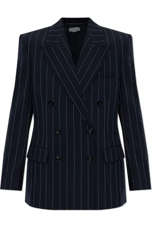 Stella McCartney Jassen, Dames, Blauw, S, Katoen, Double-breasted blazer met een losse pasvorm