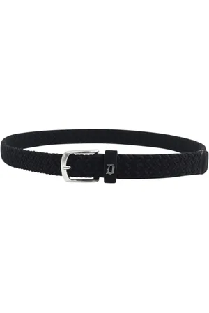 Dondup Accessoires, Heren, Zwart, 100 CM, Leer, Zwart elastisch leren gevlochten riem