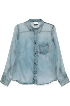 haikure Blouses & Shirts, Dames, Blauw, L, Denim, Blauwe Denim Print Ronda Jeans
