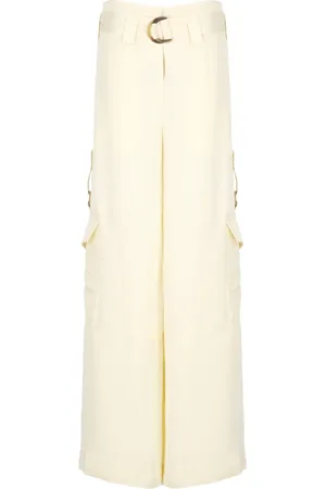 ZIMMERMANN Broeken, Dames, , M, Cargo Zak Viscose Broek Ivoor