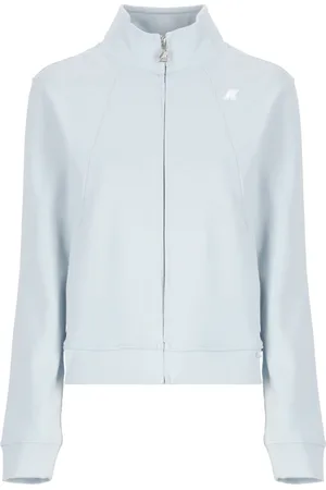 K-Way Sweatshirts & Hoodies, Dames, Blauw, M, Katoen, Lichtblauwe Katoenen Jas met Hoge Hals
