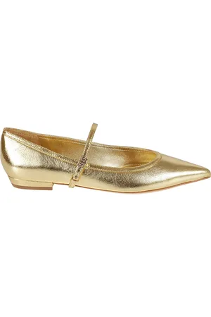 Tory Burch Schoenen, Dames, Geel, 38 EU, Leer, Double T Buckle Mary Jane Ballerina`s