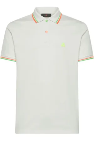 Peuterey Tops, Heren, Wit, XL, Katoen, Fluo Logo Witte Polo Shirt