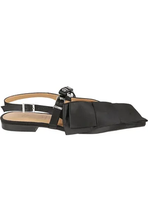 Ganni Schoenen, Dames, Zwart, 37 EU, Satijn, Zwarte Satijnen Strik Ballerina Schoenen