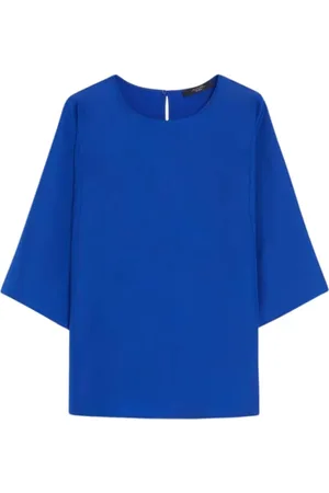 Max Mara Blouses & Shirts, Dames, Blauw, M, Zijden en jersey blouse