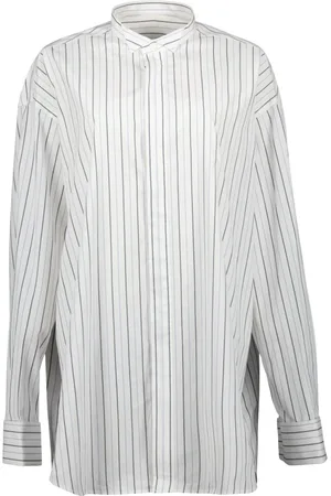 Ami Blouses & Shirts, Dames, Wit, S, Katoen, Gestreepte Oversized Shirt Lente-Zomer 2025
