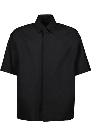 Fendi Overhemden, Heren, Zwart, M, Linnen, Linnen FF Shirt Lente-Zomer 2025