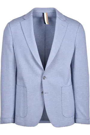 HUGO BOSS Jassen, Heren, Blauw, S, Katoen, Zachte blazer met knoopsluiting