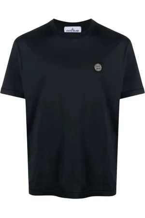 Stone Island Tops, Heren, Blauw, L, Katoen, Blauwe T-shirts en Polos met Compass Patch