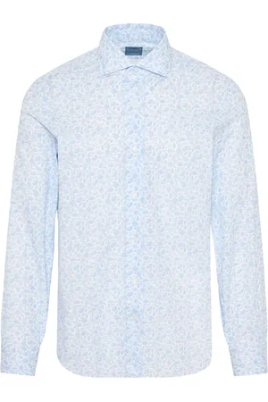 BARBA Overhemden, Heren, Blauw, 2Xl, Katoen, Bloemenkatoenen overhemd gemaakt in Italië