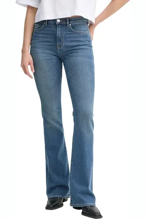 Pinko Jeans, Dames, Blauw, W28, Denim, Hoge Taille Flare Denim Jeans