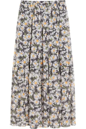 Max Mara Rokken, Dames, Veelkleurig, XS, Katoen, Bloemen Georgette Lange Rok
